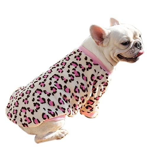 Haustier-Schlafanzug, warm, Leopardenmuster, für Welpen, kleine und mittelgroße Hunde, Größe S, Rosa von NashaFeiLi