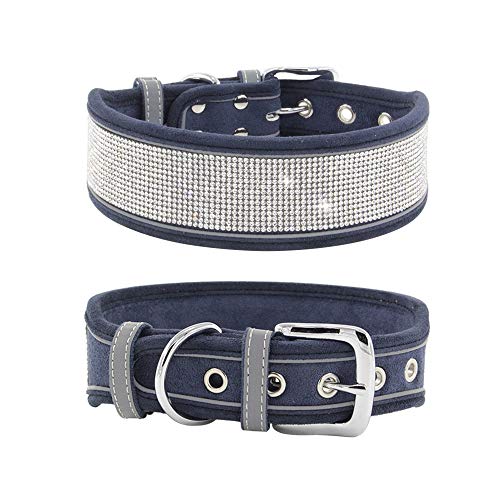 Haustierhalsband, Strass-Hundehalsband mit reflektierender, verstellbarer Halskette für mittelgroße und große Hunde (S, blau) von NashaFeiLi