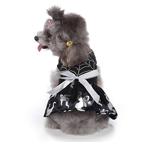 Haustierkleidung, Halloween-Hundekleid, Zaubererrock, Halloween-Kostüm für kleine Hunde und Katzen (L, Schwarzes Spinnennetz) von NashaFeiLi