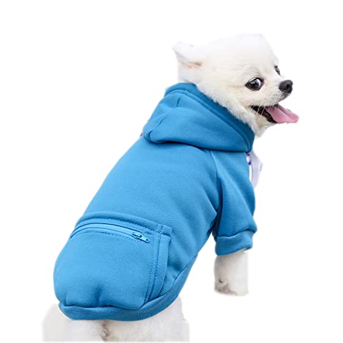 Haustierkleidung, Hunde-Kapuzenpullover mit Tasche Reißverschluss Winter Warm Pullover Mantel für Welpen Kleine Mittlere Große Hunde (3XL, Blau) von NashaFeiLi