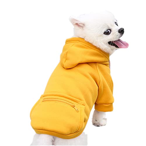 Haustierkleidung, Hunde-Kapuzenpullover mit Tasche Reißverschluss Winter Warm Pullover Mantel für Welpen Kleine Mittlere Große Hunde (5XL, Gelb) von NashaFeiLi