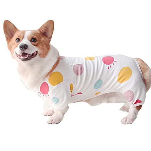 Haustierkleidung, Hunde-Shirt, Baumwolle, atmungsaktiv, T-Shirt, leichte Weste, Pyjama-Kostüm für kleine, mittelgroße Hunde (S, Wellenpunkt) von NashaFeiLi