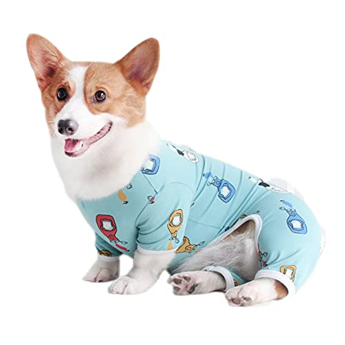 Haustierkleidung, Hunde-Shirt, Baumwolle, atmungsaktiv, leicht, Pyjama-Kostüm für kleine und mittelgroße Hunde (2XL, Blau) von NashaFeiLi