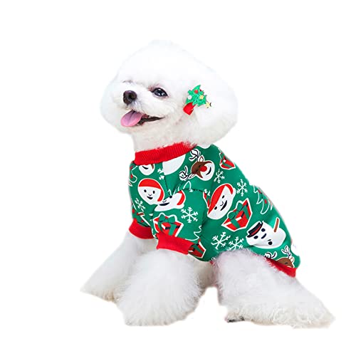 Haustierkleidung, Hunde-Wintermantel, Weihnachtspullover, Sweatshirt, Kostüm für Welpen, kleine und mittelgroße Hunde (Größe L, Grün) von NashaFeiLi