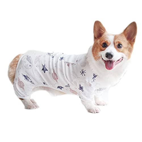 Haustierkleidung, Hundehemd, Baumwolle, atmungsaktiv, T-Shirt, leichte Weste, Pyjama-Kostüm für kleine und mittelgroße Hunde (XS, Weiß) von NashaFeiLi