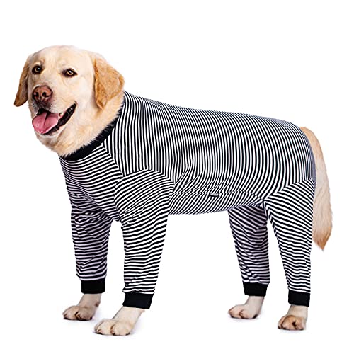 Haustierkleidung, großer Hunde-Pyjama, 4 Beine, Overall mit Reißverschluss, Anti-Haar-Outfit für mittelgroße und große Hunde (30#, Navyblau) von NashaFeiLi