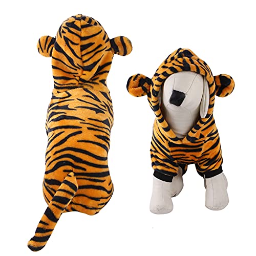 Hund Halloween Kostüm, Tiger Cosplay Kleidung Hoodies Mantel kaltes Wetter Outfits für Katze Hunde (S) von NashaFeiLi