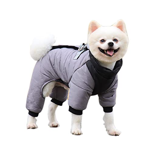 Hunde-Wintermantel mit reflektierender Welpenjacke Wasserfeste Jacke Warm Winddicht Kostüm für kleine mittelgroße große Hunde (M, Grau) von NashaFeiLi