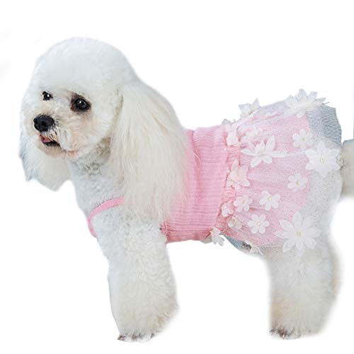 Prinzessinnenkleid für Hunde, Tutu-Rock, Schlingenkostüm für Welpen, kleine Hunde, Katzen, Größe L, Pink von NashaFeiLi