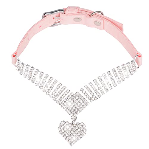 Strass Hundehalsband Bling Welpe Herz Anhänger Katze Kristall Halsband für Katze Hund (Rosa) von NashaFeiLi