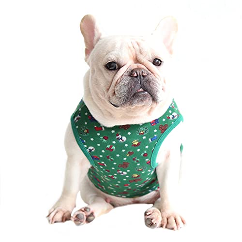 Weihnachts-Hunde-Shirt, Baumwolle, T-Shirt, Welpen-Pyjama, französische Bulldogge, Party-Kostüm für Welpen, kleine und mittelgroße Hunde, Größe XXL, Grün von NashaFeiLi
