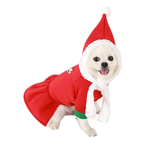 Weihnachts-Hundebekleidung für Welpen, Prinzessinnenkleid, Pullover, Mantel, kaltes Wetter, Kostüm für kleine und mittelgroße Hunde (2XL, Rot) von NashaFeiLi