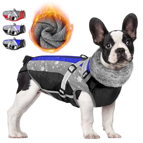 Nasjac Winter Hundemantel mit abnehmbarem Geschirr, wasserdichte Fleece warm hundejacke für kleine mittlere große Hunde, reflektierende einstellbare pelzige Hundekleidung Outdoor Hunter Weste von Nasjac