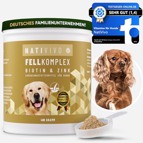 NatiVivo® hochdosiertes, probiotisches Premium Pulver Biotin+Zink Hund Pferd Komplex für EIN glänzendes und schönes Fell. Gegen Juckreiz und trockene Haut. Made in Germany! von NatiVivo