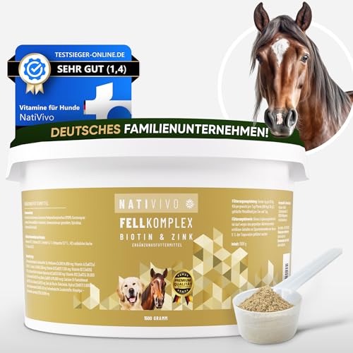 NatiVivo® hochdosiertes, probiotisches Premium Pulver 1500 Gramm Biotin+Zink Hund Komplex für EIN glänzendes und schönes Fell. Gegen Juckreiz und trockene Haut. Made in Germany! von NatiVivo