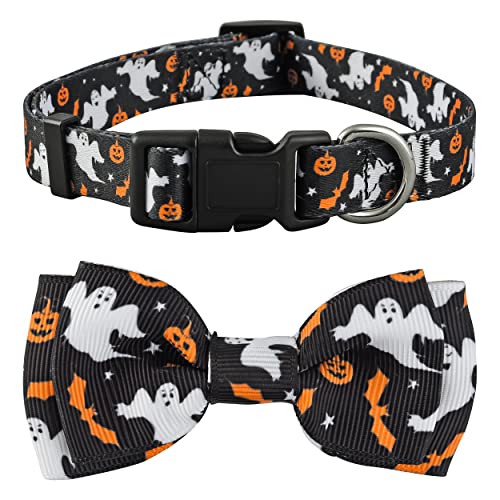 Halloween Hundehalsband mit Fliege, groß, mittel und kleine Hunde (groß, Halloween Geister) von Native Pup