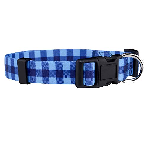 Hundehalsband, kariert, Rot, Holzfäller, Rosa, Pastellfarben, Blau (Blau, klein) von Native Pup