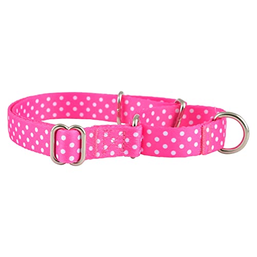 Martingale Halsband für Hunde, Rutschfestes Welpentraining für Jungen oder Mädchen, kleine oder große Hunde, niedliche Blume, rosa, amerikanische Flagge Muster (Medium, Rosa Polka) von Native Pup