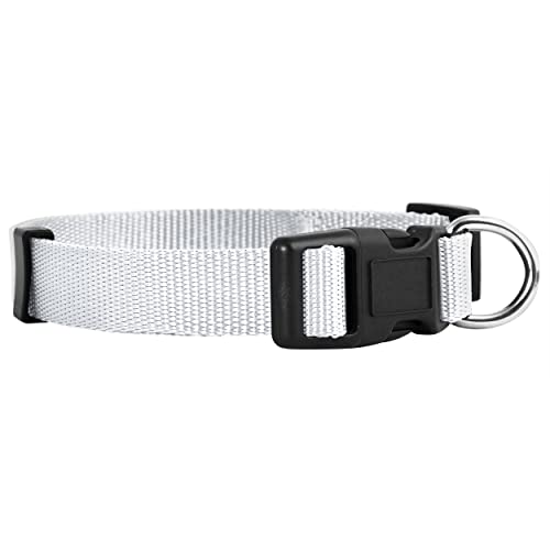 Native Pup Basic Nylon Hundehalsband, verstellbar für kleine, mittlere, große Haustiere und Welpen, niedliche Farben für Männer, Frauen, Jungen, Mädchen, Welpen (Medium, Weiß) von Native Pup