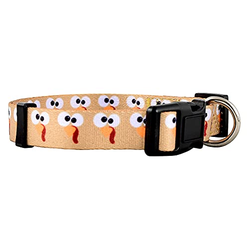 Native Pup Erntedankfest Hundehalsband, niedlicher Herbst, Herbst, Türkei Urlaub Design, verstellbares Nylon, klein, mittel, groß (Türkei Gesicht, mittel) von Native Pup