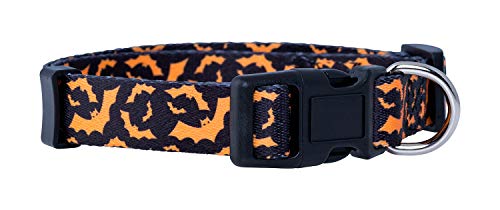 Native Pup Hundehalsband für Halloween, Fledermaus-Design, Größe M, Orange von Native Pup