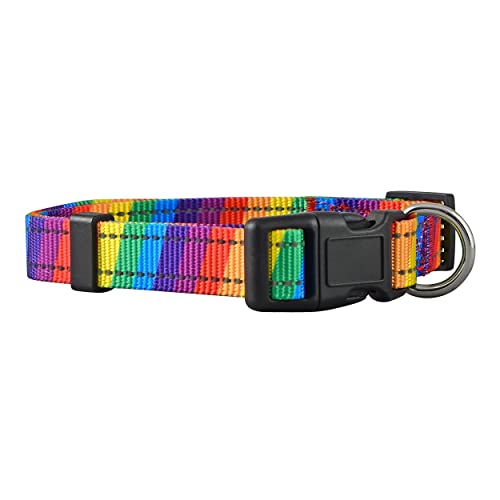 Native Pup Reflektierendes Hundehalsband, Größe L, Regenbogenfarben von Native Pup