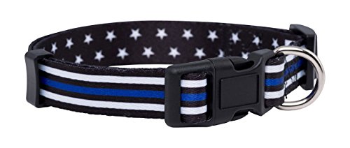 Native Pup Thin Blue Line Hundehalsband, Sterne, Größe M von Native Pup