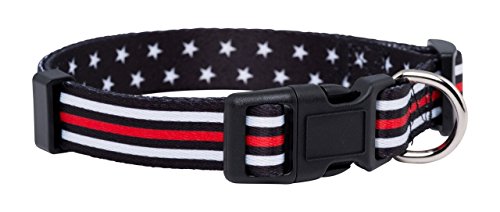 Native Pup Thin Red Line Hundehalsband, Sterne, groß von Native Pup