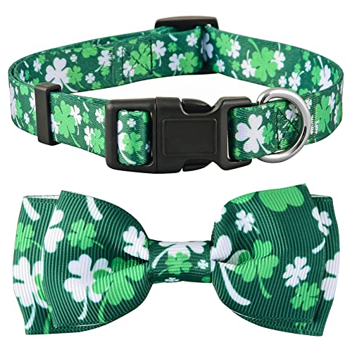 St Patricks Day Hundehalsband mit Fliege, Geschenk Dekor für Irische Glücksklee Kleeblatt Fliege (Medium, St. Patrick's Mixed Clover) von Native Pup