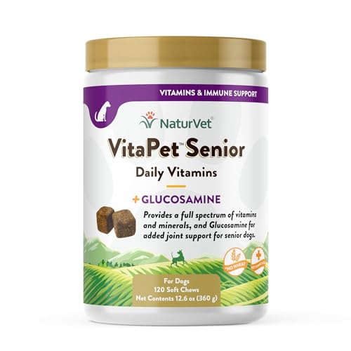NaturVet, VitaPet Senior, Tägliches Vitamin plus Glucosamin für Hunde, 1 x 120 Soft Chews, 360g von NaturVet
