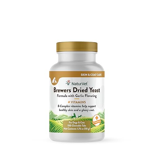 NaturVet Brewer's Dried Yeast Formula with Garlic Flavoring Plus Vitamins for Dogs and Cats, 100 ct Chewable Tablets, Made in USA by NaturVet von NaturVet