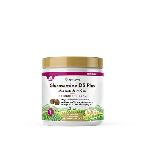 NaturVet Glucosamine DS Plus Level 2 Moderate Gelenkpflege für Hunde und Katzen, 120 ct Soft Chews Made in USA von NaturVet