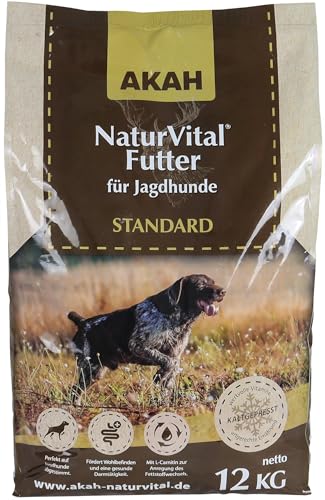 NaturVital Hundefutter trocken | 12 KG | speziell für Jagdhunde | Trockenfutter mit Geflügel, Schwein & Rind | Kaltgepresstes Alleinfuttermittel für Ihren Hund von AKAH von NaturVital Futter für Jagdhunde