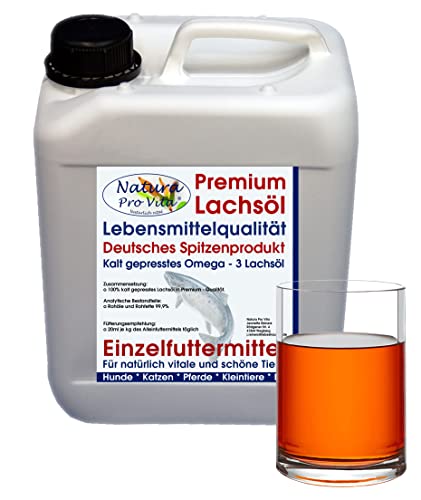 Lachsöl Koi kaltgepresst Omega 3 Öl für Fische Lebensmittelqualität Lachs Fisch Öl Koifutter Zusatz Astax Energie Immunkraft für Koi Frühjahr Herbst 5L von Natura Pro Vita