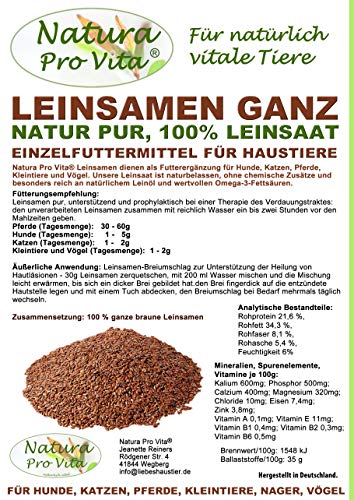 Leinsamen Pferde ganze braune Leinsaat Pferd Magenschutz Darmschutz Verdauung gesunde Energie Omega-3 Fettsäuren Leinöl NaturaProVita 20kg von Natura Pro Vita