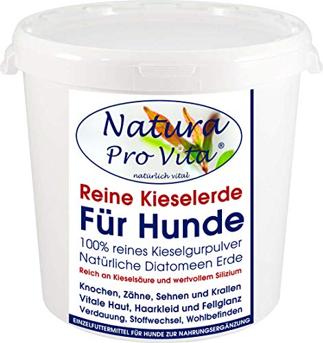 Kieselerde Barf Zusatz Hund, natürliche Siliziumkur + Kieselsäure Natura Pro Vita reines Kieselgurpulver, Futterzusatz für Haut, Fellglanz, Krallen, Knochen, Zähne, Sehnen, Verdauung – Natur Pur 500g von Natura Pro Vita