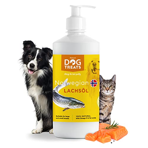 Natural Dog Treats - Lachsöl für Hunde - Fischöl für Hunde und Katze - Omega 3 öl für Hunde - Premium Fischöl für Welpen - Norwegisches Premium reich an Omega 3-6-9 500 ml von GIGIL treat your pet like a king