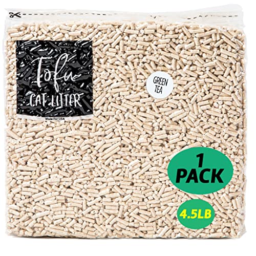 Natural Paw Tofu Katzenstreu Pellets, spülbar, leicht, kein Verfolgen, staubfrei, klumpend, geruchsabsorbierend, natürliches Katzenstreu für ausgewachsene Katzen, Kätzchen, 1 Packung grüner Tee (2 kg) von Natural Paw