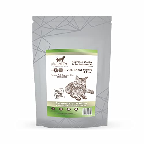 300g NATURAL TRAIL CAT SUPREME Sterilised, Geflügel & Fisch 70%, Premium-Trockenfutter für sterilisierte, ausgewogen und schmeckbar von Natural Trail