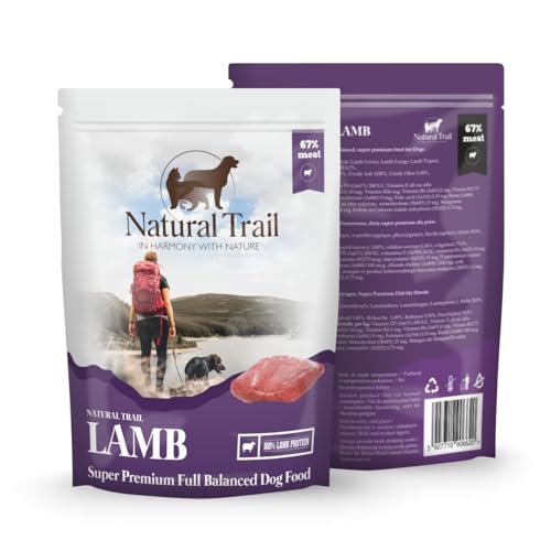 4 * 500g + 500g Gratis, NATURAL TRAIL® Alleinfuttermittel für ausgewachsene Hunde Hundefutter nass, in Sauce mit LAMM, Diät Hundefutter von Natural Trail