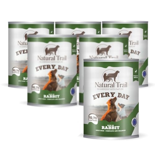 5 * 800g + 800g Gratis NATURAL TRAIL Every Day Dog reich an Kaninchen Premiumfutter Nassfutter für Hunde von Natural Trail