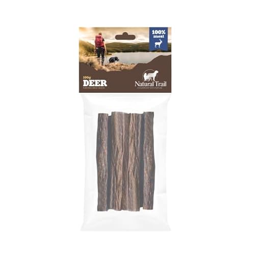 NATURAL TRAIL, Hirsch 100g, natürliche Fleischstreifen, Beißnässe, Snacks, Hundefutter von Natural Trail