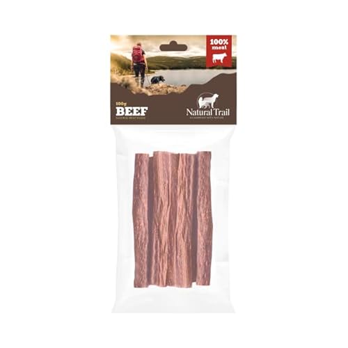 NATURAL TRAIL, RIND 100g, natürliche Fleischstreifen, Beißnässe, Snacks, Hundefutter von Natural Trail