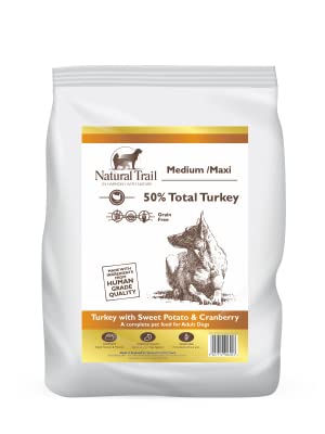 NATURAL TRAIL Dog, TURKEY 2kg, Medium Breed, Sweet Potatoe & Cranberry, Trockenfutter, Hundefutter von Natural Trail