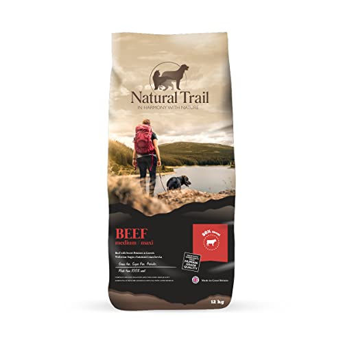 NATURAL TRAIL Dog GF Angus Rind 12kg mit Süßkartoffel und Karotten, Mittelrasse, Monoprotein, Gottlos, Premium Trockenfutter von Natural Trail