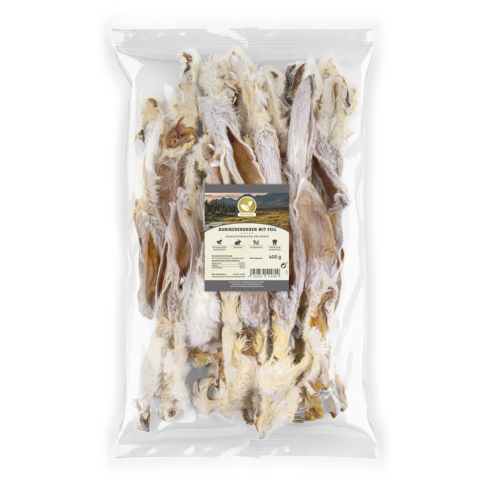 Natural | Kaninchenohren mit Fell | 400 g von Natural