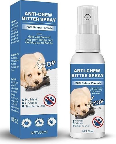 NaturaleBio Bitterapfel-Spray für Hunde – kein Kauspray für Hunde und Katzen, Haustier-Korrektor, um Hunde vom Kauen von Möbeln und Teppichen zu verhindern, für den Innen- und Außenbereich (50 ml) von NaturaleBio