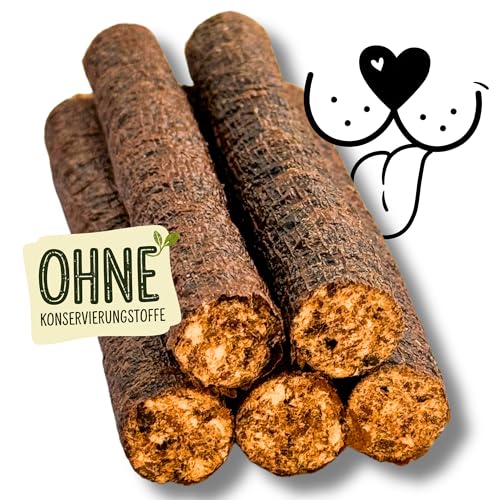 Naturbiss Hundezigarren aus Rind - 5 Stück (12 cm) - Hypoallergen & Getreidefrei Zigarre - Monoprotein, 98% Muskelfleisch Rollen - luftgetrocknetes Rindefleisch Hundesnack von Naturbiss