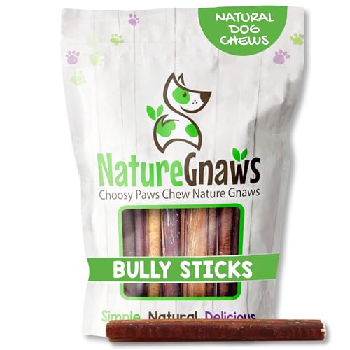 Nature Gnaws Großen halten Bully - alle natürliche Grass-Fed Freilandhaltung Prämie Rindfleisch Hund kaut 5-6"(10 Pack) von Nature Gnaws