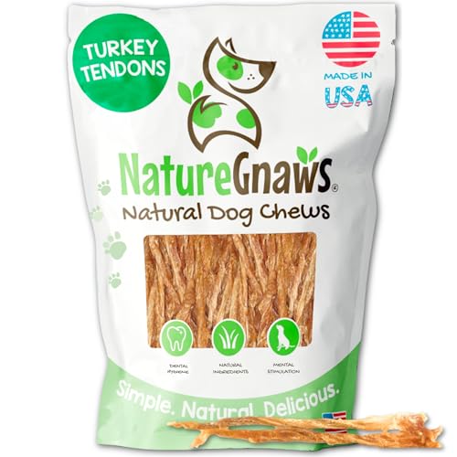 Nature Gnaws USA Truthahnsehnen für Hunde, 118 ml, leckerer getreidefreier Belohnungssnack für kleine, mittelgroße und große Rassen, natürliche Kau-Leckerlis für Hunde von Nature Gnaws